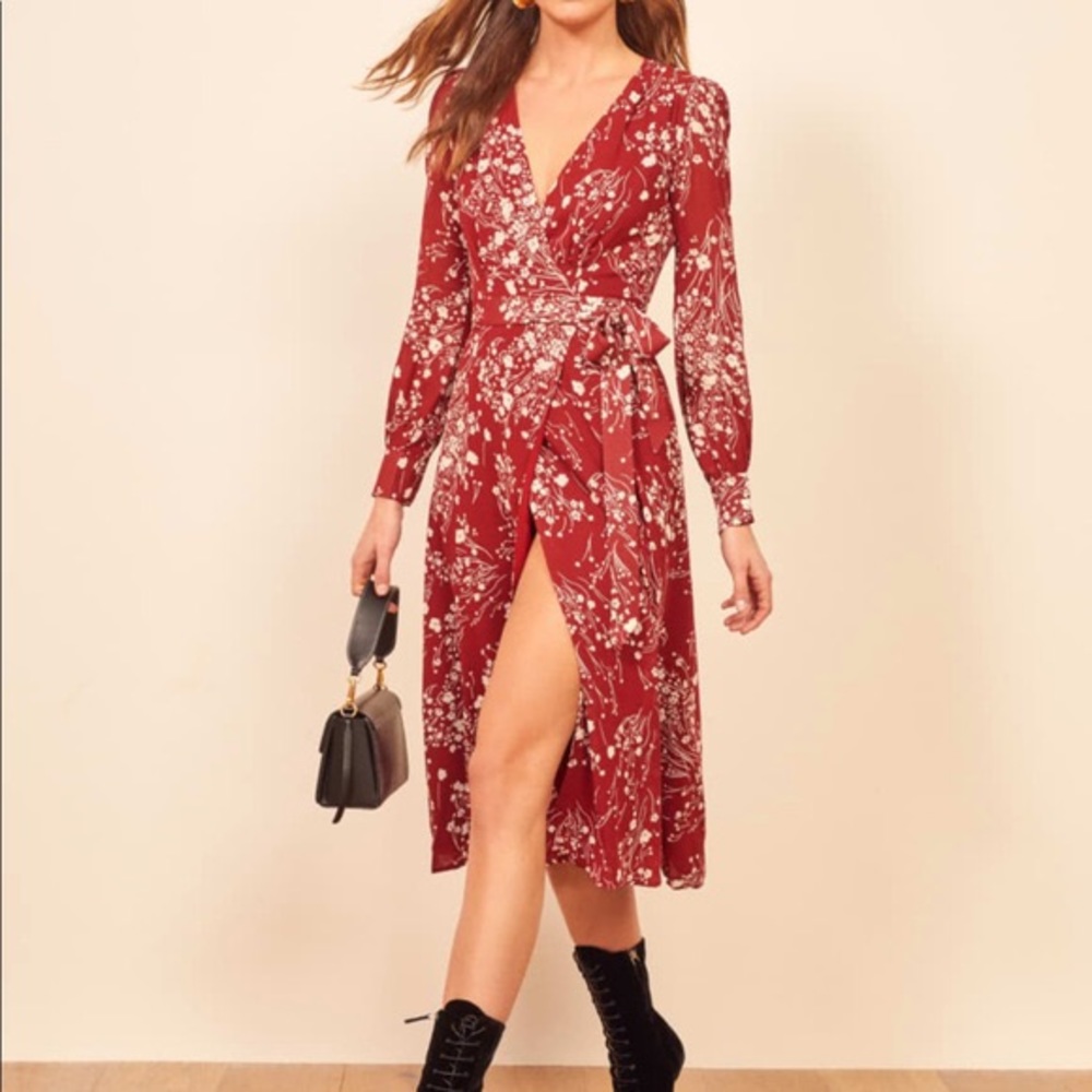 NWT Reformation Susanna wrap midi dress.